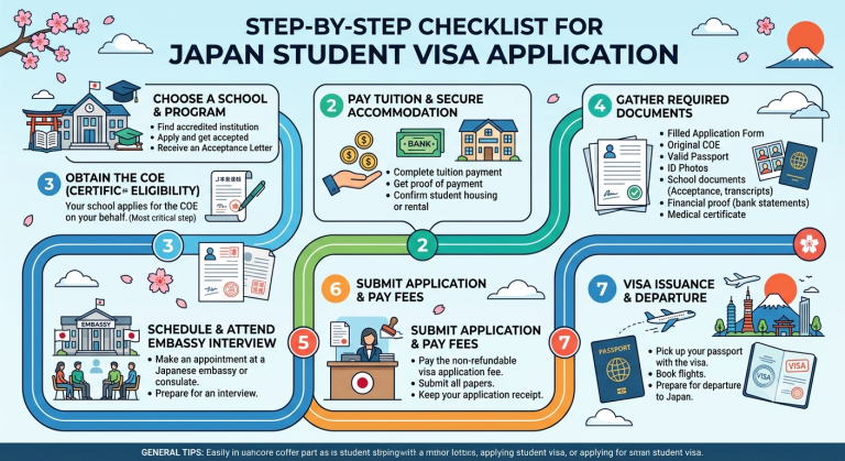 japan student visa process step by step checklist